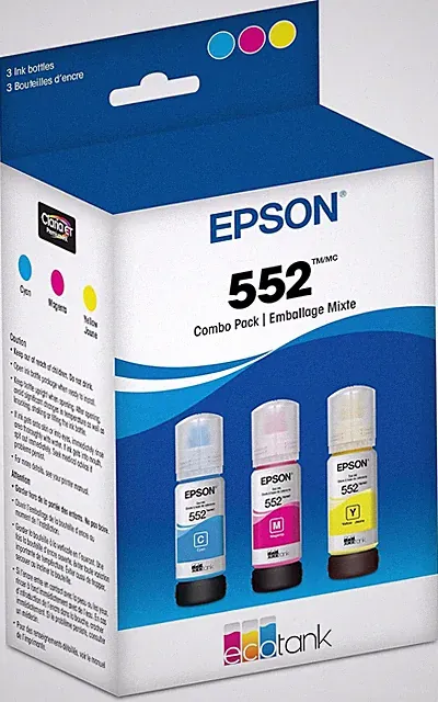 552 Ecotank Ink Ultra-High Capacity Bottle Three Color CMY Combo Pack (T552620-S