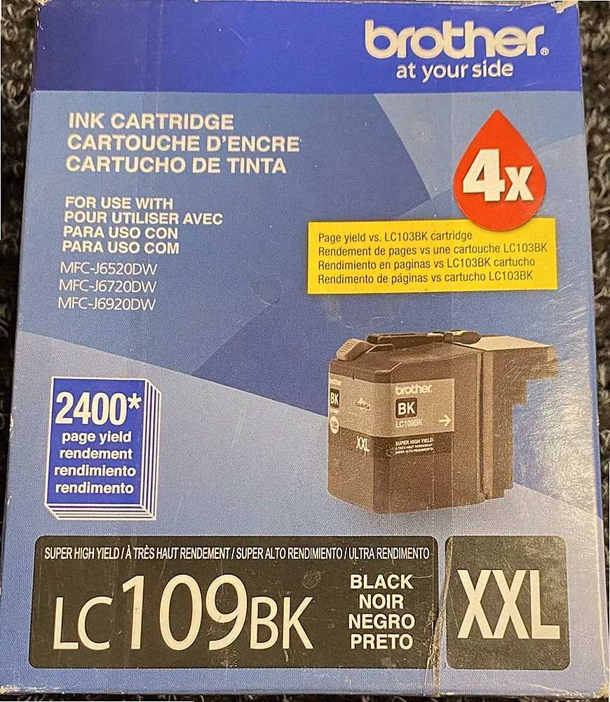 Genuine Brother LC109BK XXL Super High Yield Black Ink Cartridge OEM New 2400