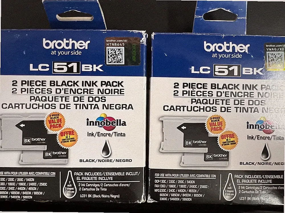 Genuine Brother LC51 Black 2-Pack Ink Cartridges Lot of 2 DCP-130C Fax 9315/2