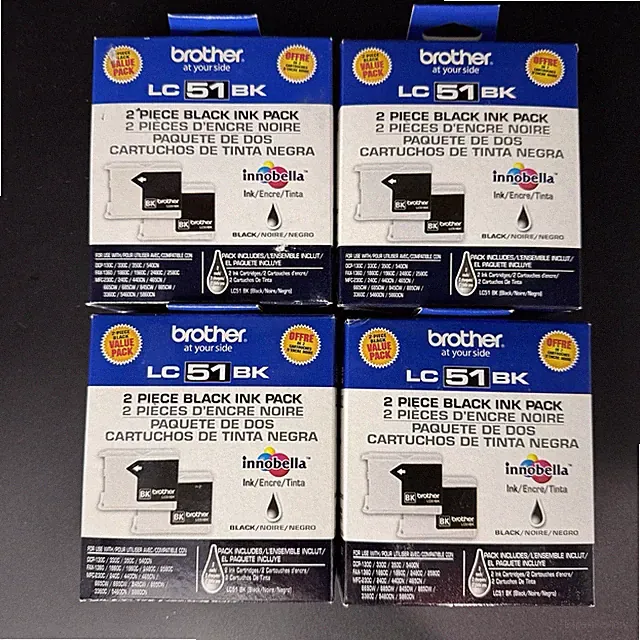 Genuine Brother LC51 Black 2-Pack Ink Cartridges Lot of 4 for DCP-130C Fax-1860C
