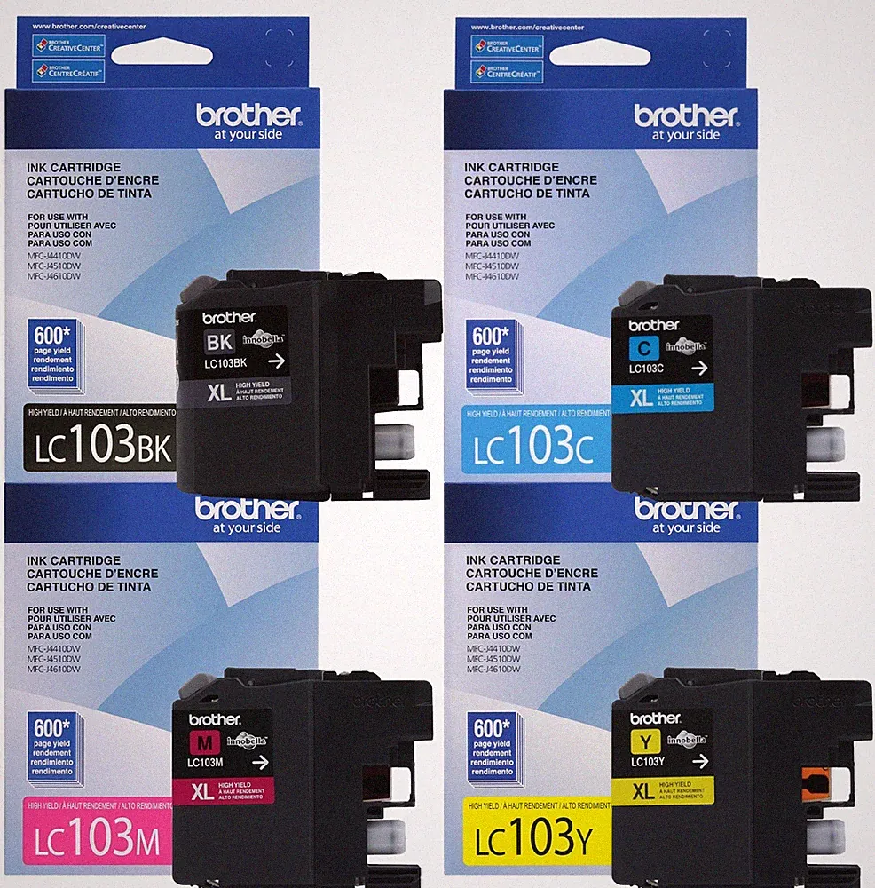 GENUINE NEW Brother LC-103 LC-103XL Color Ink Cartridge 4 Pack